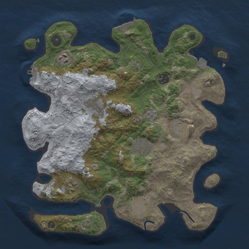 Rust Map: Procedural Map, Size: 3450, Seed: 95826264, 15 Monuments