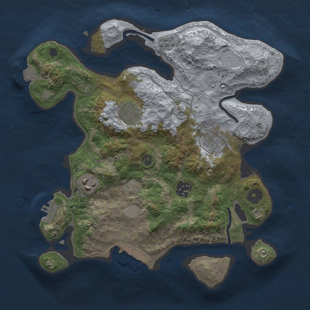 Rust Map: Procedural Map, Size: 3000, Seed: 16822, 12 Monuments