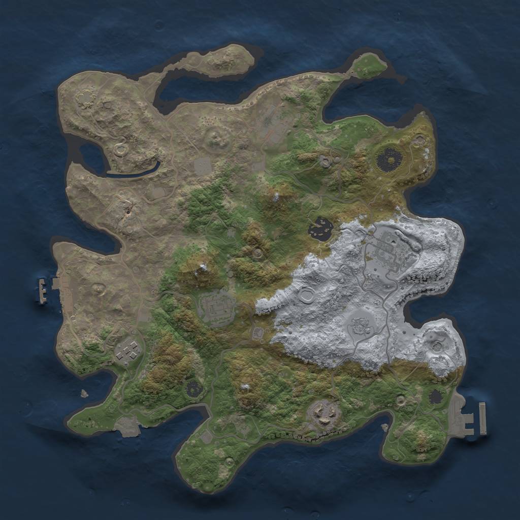 Rust Map: Procedural Map, Size: 3250, Seed: 446348199, 14 Monuments