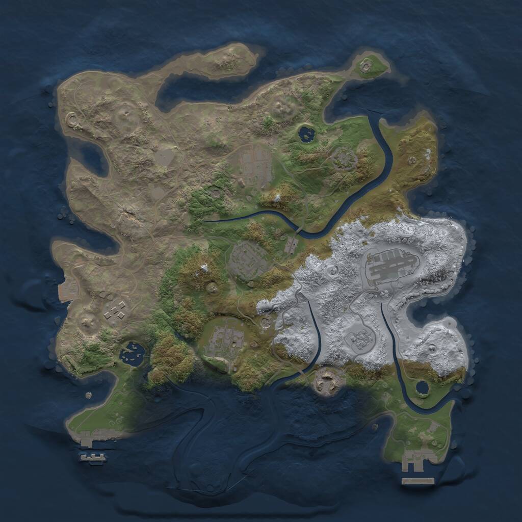 Rust Map: Procedural Map, Size: 3250, Seed: 446348199, 13 Monuments