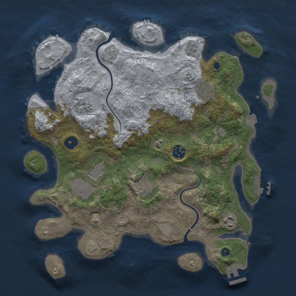 Rust Map: Procedural Map, Size: 3500, Seed: 28735509, 13 Monuments