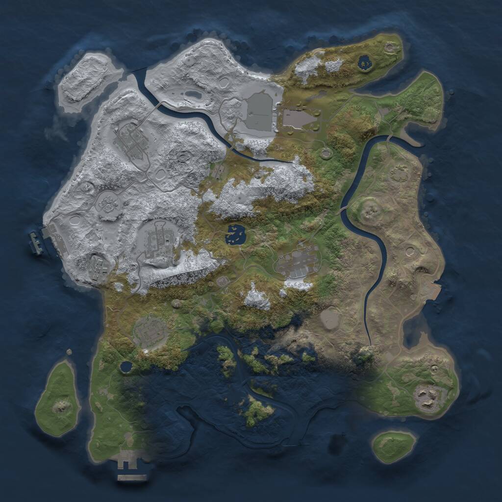 Rust Map: Procedural Map, Size: 3500, Seed: 28735510, 14 Monuments