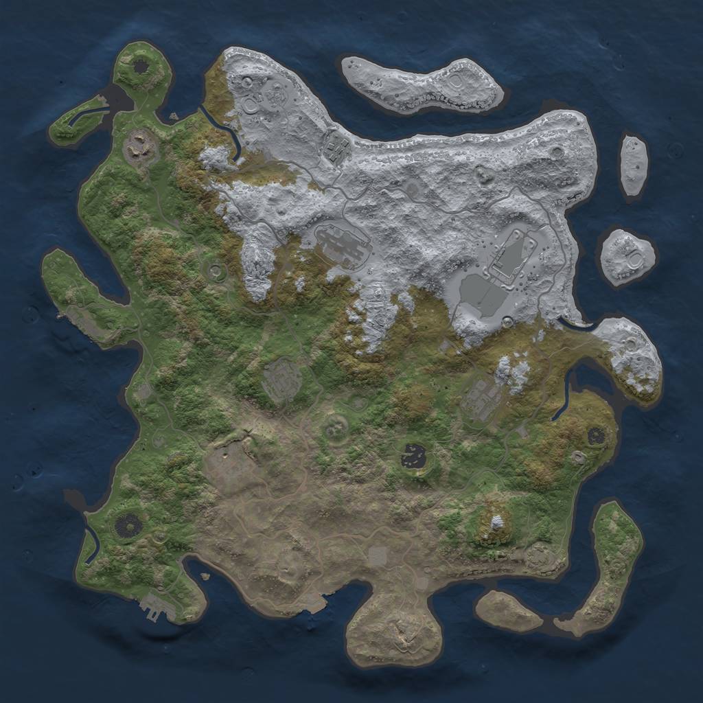 Rust Map: Procedural Map, Size: 4096, Seed: 734106151, 16 Monuments