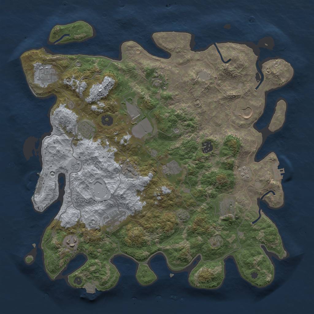 Rust Map: Procedural Map, Size: 4000, Seed: 20231101, 19 Monuments