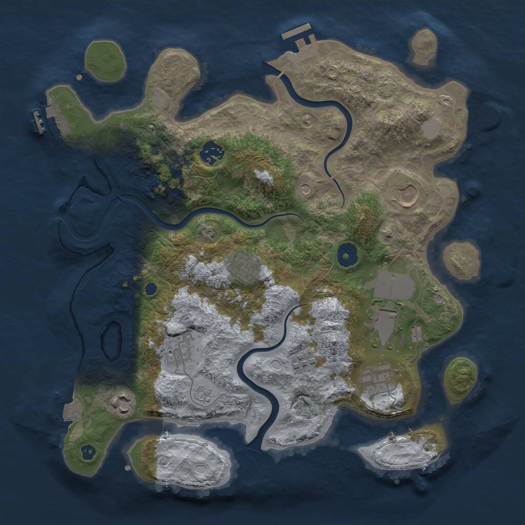Rust Map: Procedural Map, Size: 3500, Seed: 38436078, 14 Monuments