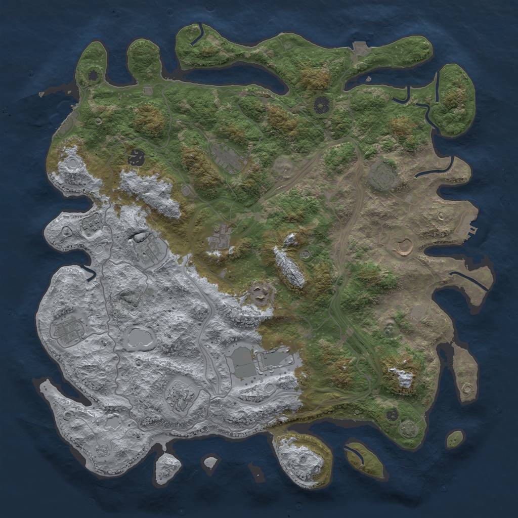Rust Map: Procedural Map, Size: 4500, Seed: 430720746, 19 Monuments
