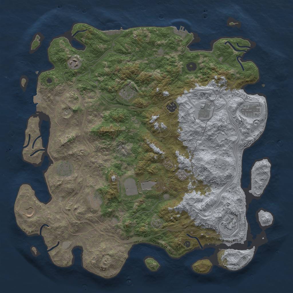 Rust Map: Procedural Map, Size: 4500, Seed: 370442474, 19 Monuments