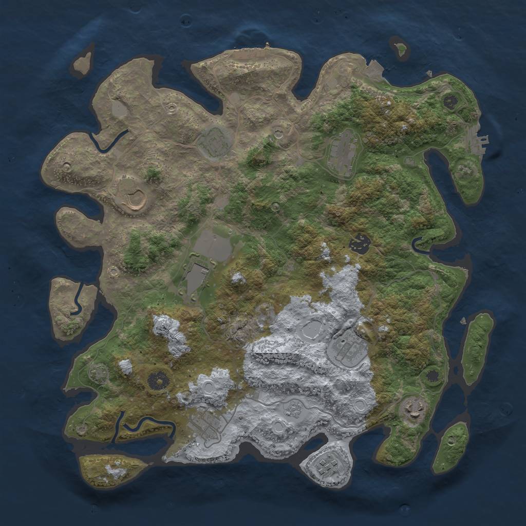 Rust Map: Procedural Map, Size: 3850, Seed: 62993246, 17 Monuments