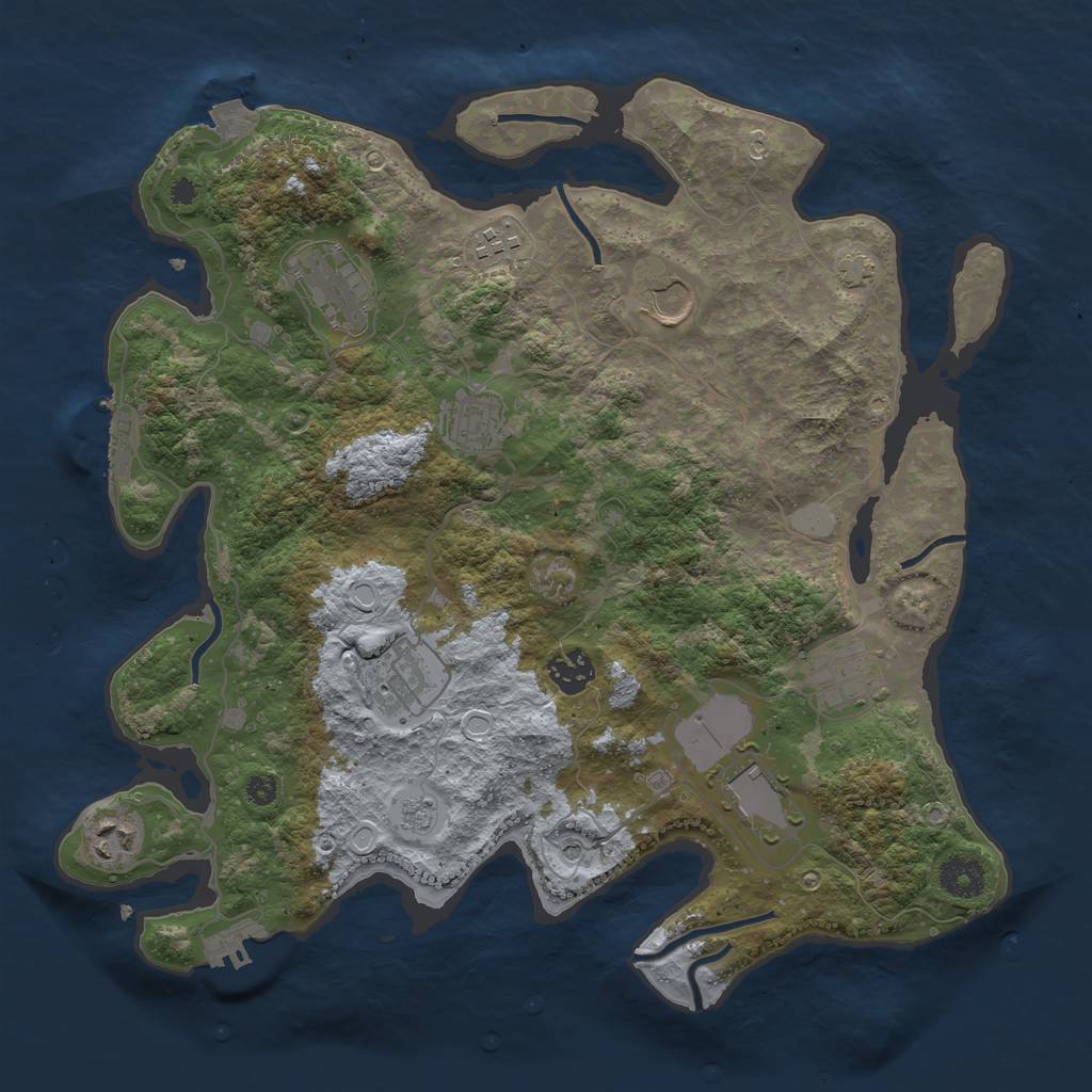 Rust Map: Procedural Map, Size: 3650, Seed: 63610871, 17 Monuments