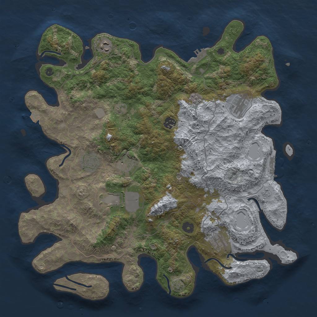 Rust Map: Procedural Map, Size: 4100, Seed: 1265596, 16 Monuments