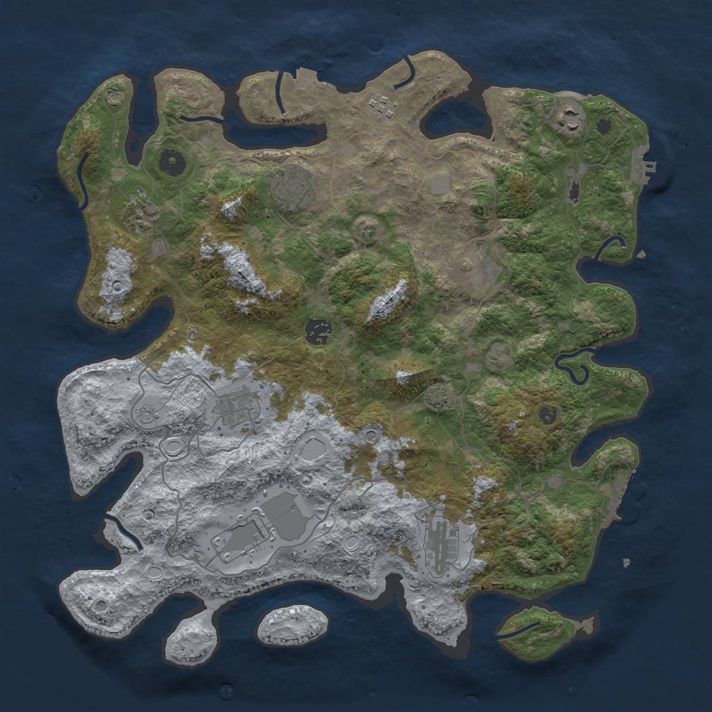 Rust Map: Procedural Map, Size: 4000, Seed: 43628551, 17 Monuments