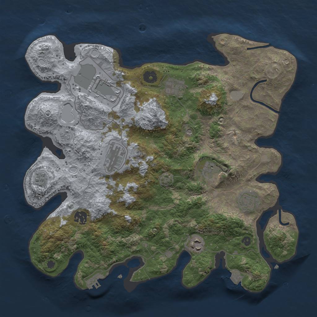 Rust Map: Procedural Map, Size: 3550, Seed: 95052500, 15 Monuments