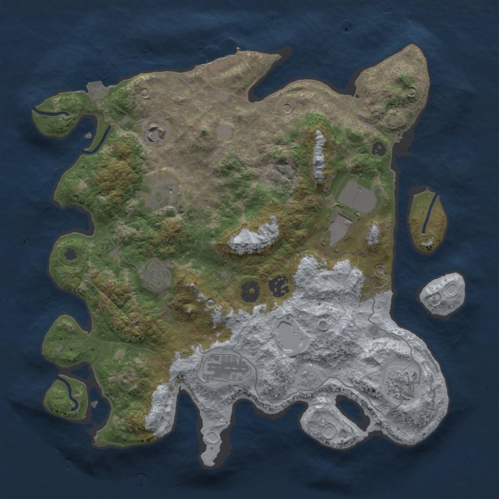 Rust Map: Procedural Map, Size: 3600, Seed: 410962395, 14 Monuments