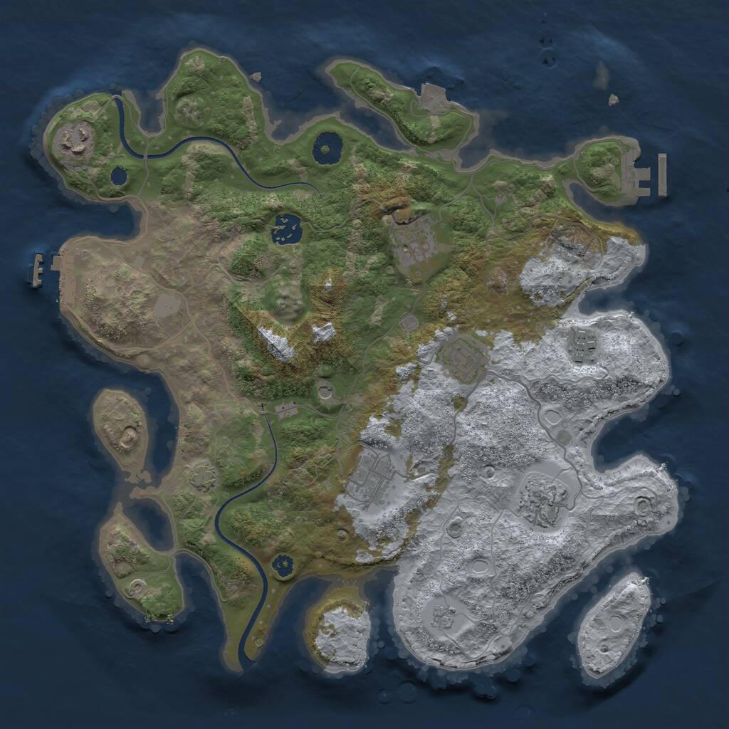 Rust Map: Procedural Map, Size: 3450, Seed: 31017401, 13 Monuments