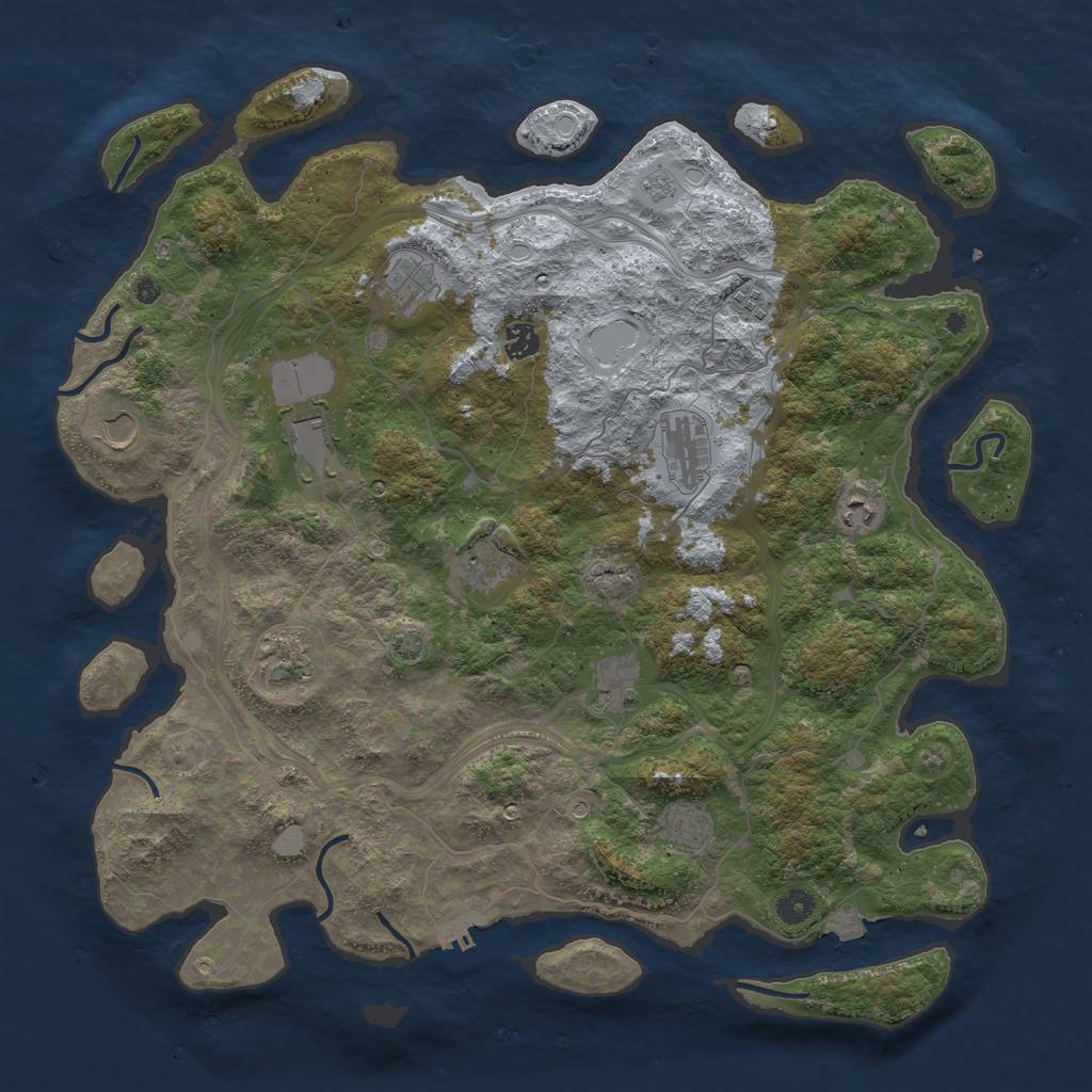 Rust Map: Procedural Map, Size: 4500, Seed: 1397027905, 18 Monuments