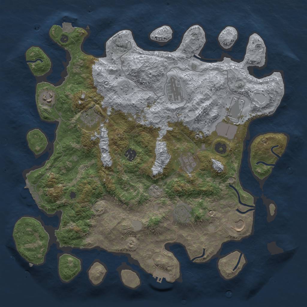 Rust Map: Procedural Map, Size: 3900, Seed: 40024298, 17 Monuments