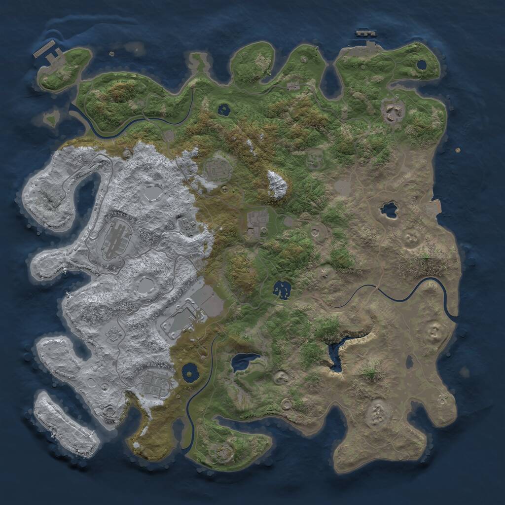 Rust Map: Procedural Map, Size: 4100, Seed: 19588148, 14 Monuments