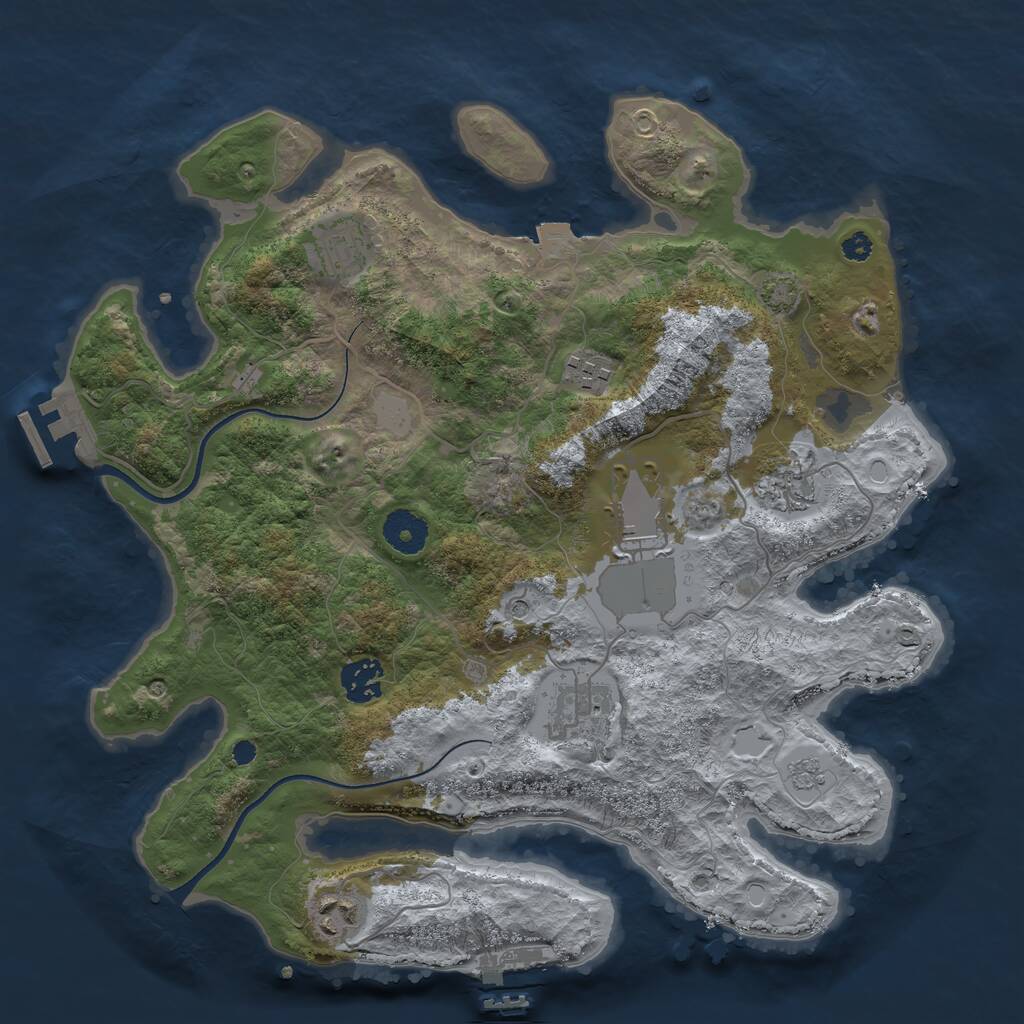 Rust Map: Procedural Map, Size: 3500, Seed: 88867881, 13 Monuments