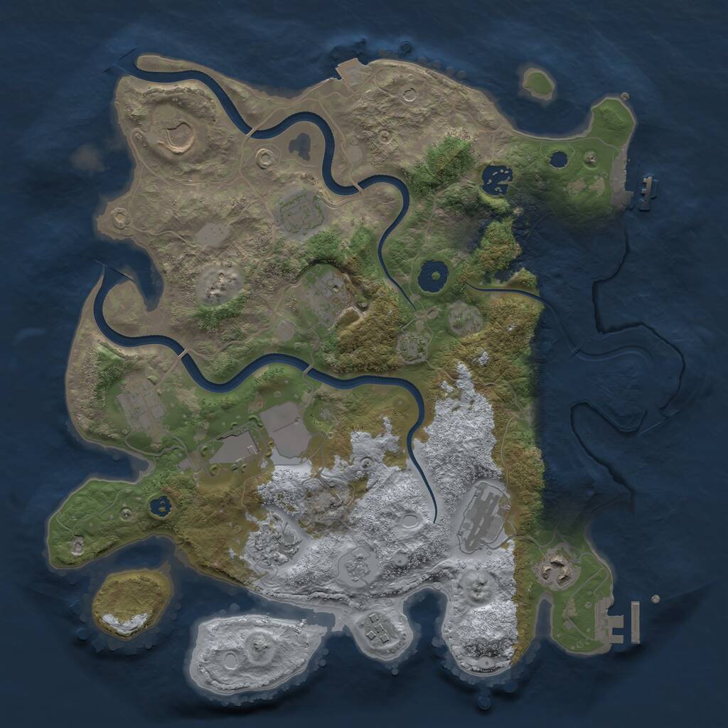 Rust Map: Procedural Map, Size: 3500, Seed: 36951967, 16 Monuments