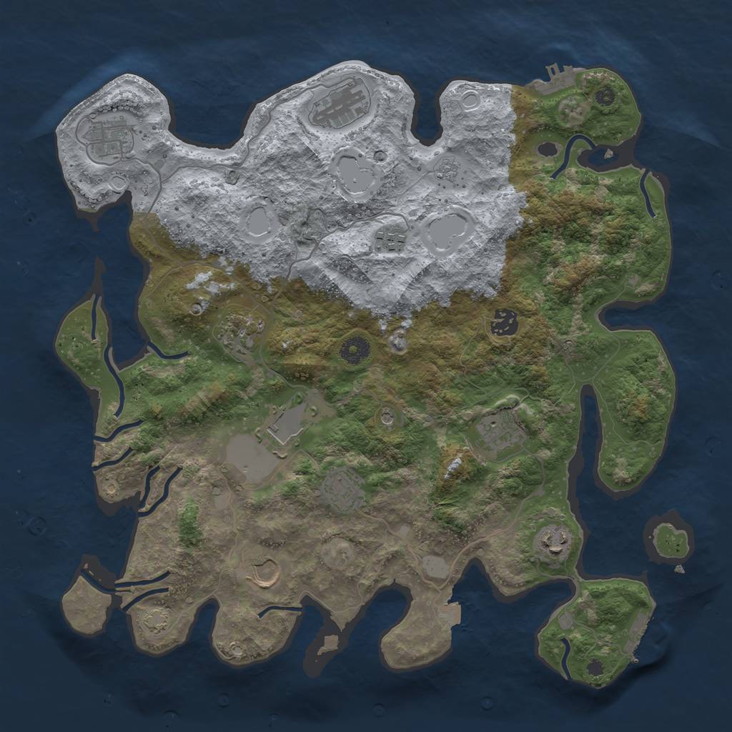 Rust Map: Procedural Map, Size: 3850, Seed: 34062719, 18 Monuments