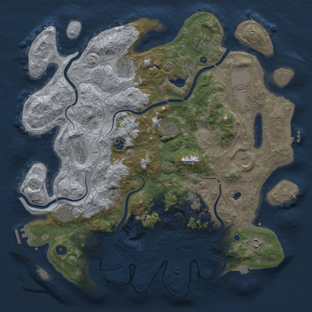 Rust Map: Procedural Map, Size: 4400, Seed: 92844607, 17 Monuments
