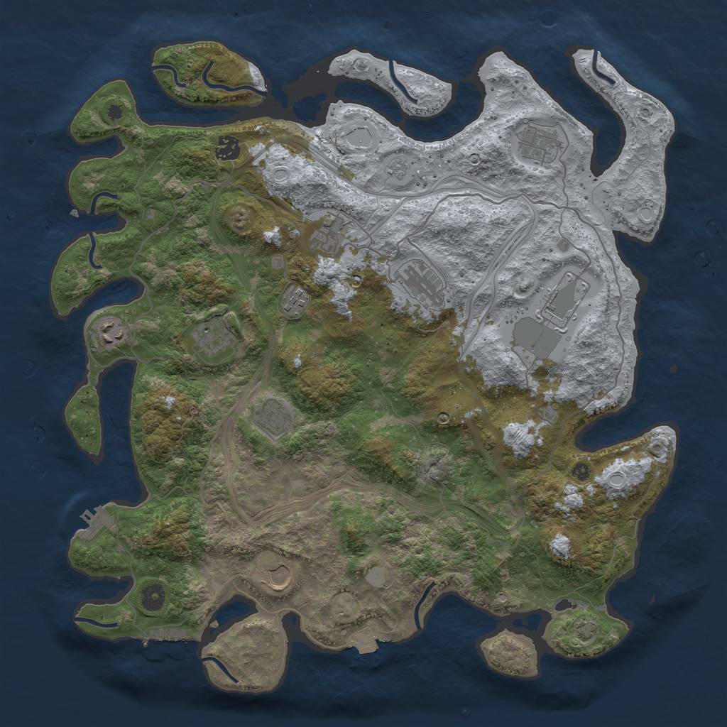 Rust Map: Procedural Map, Size: 4250, Seed: 63851044, 17 Monuments