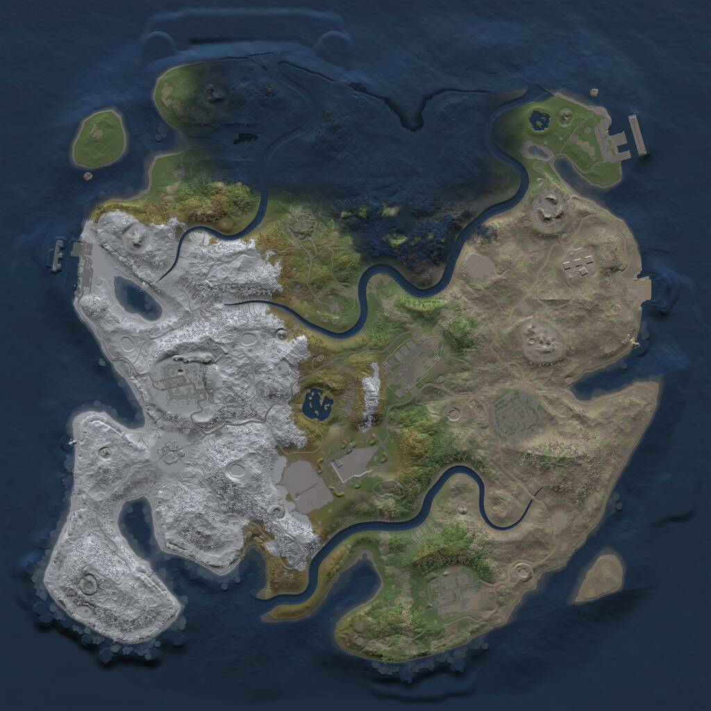 Rust Map: Procedural Map, Size: 3500, Seed: 81331445, 14 Monuments
