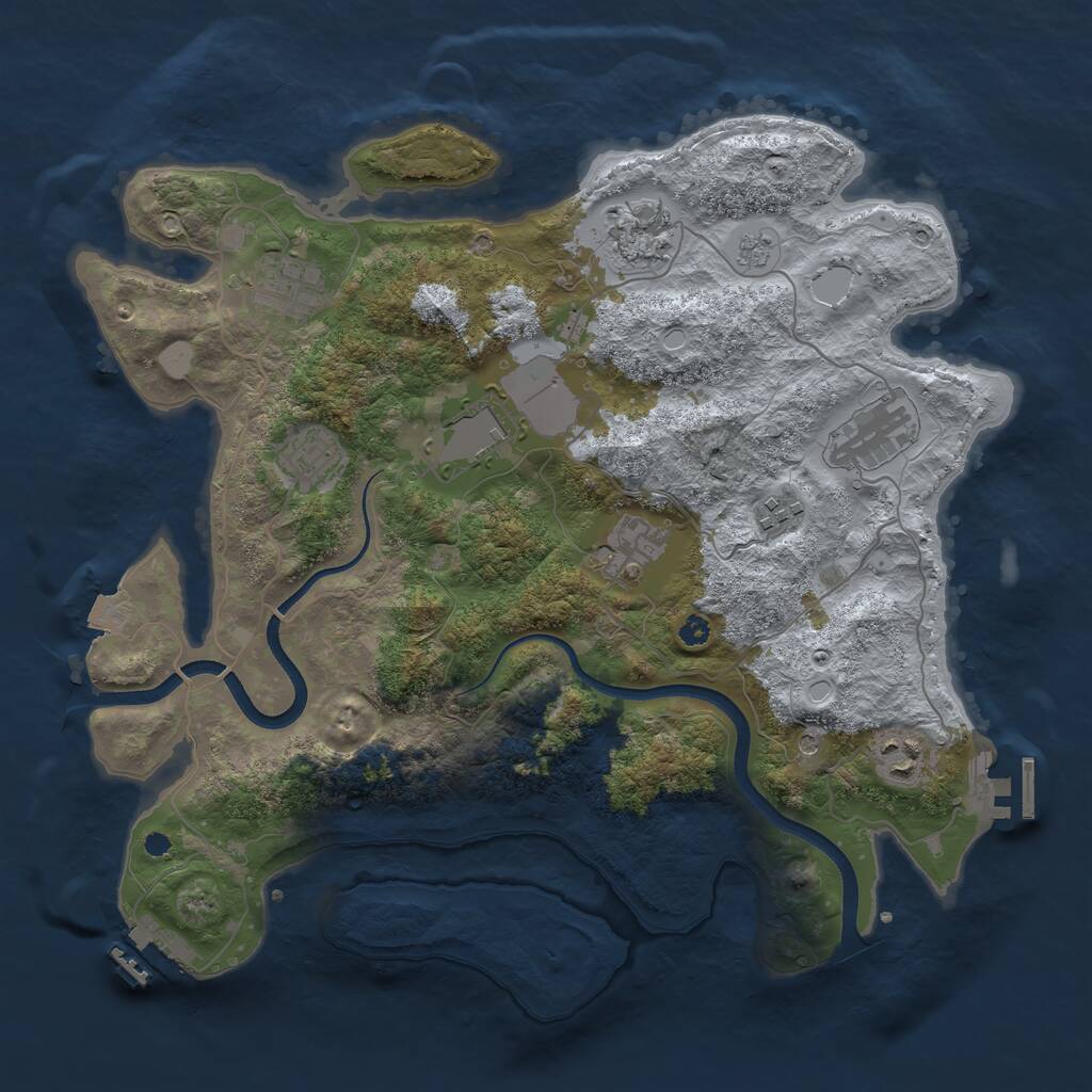 Rust Map: Procedural Map, Size: 3600, Seed: 29047625, 14 Monuments
