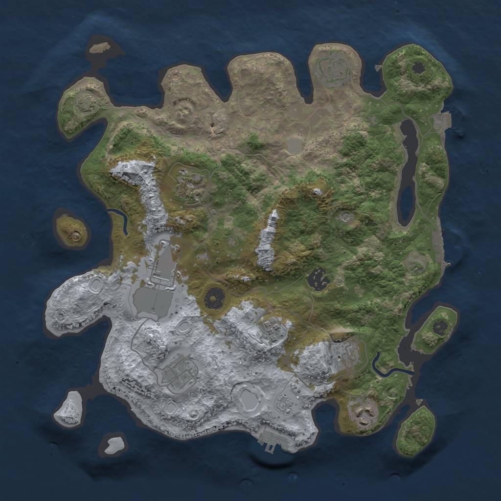 Rust Map: Procedural Map, Size: 3500, Seed: 56953677, 16 Monuments