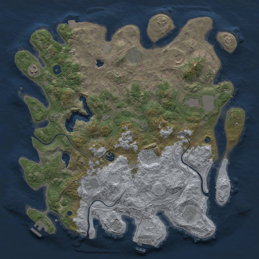 Rust Map: Procedural Map, Size: 4250, Seed: 1077202142, 15 Monuments