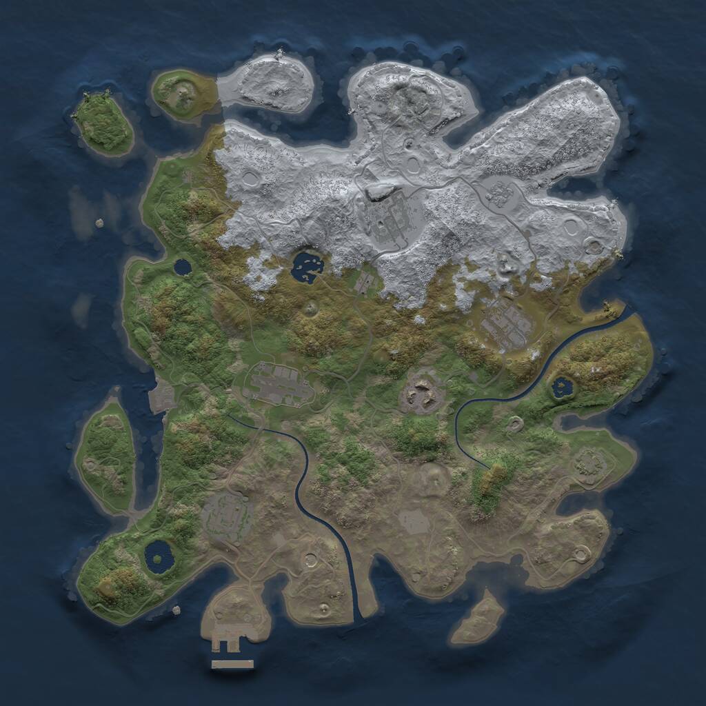 Rust Map: Procedural Map, Size: 3400, Seed: 63371825, 11 Monuments