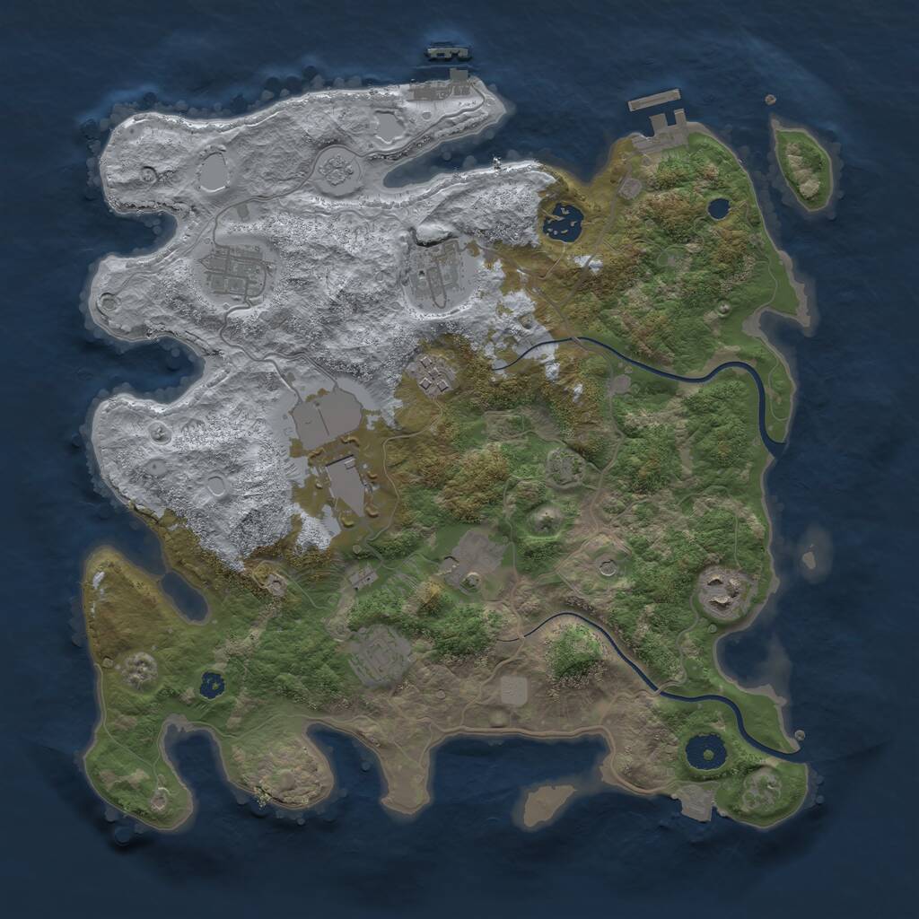 Rust Map: Procedural Map, Size: 3550, Seed: 45039398, 14 Monuments