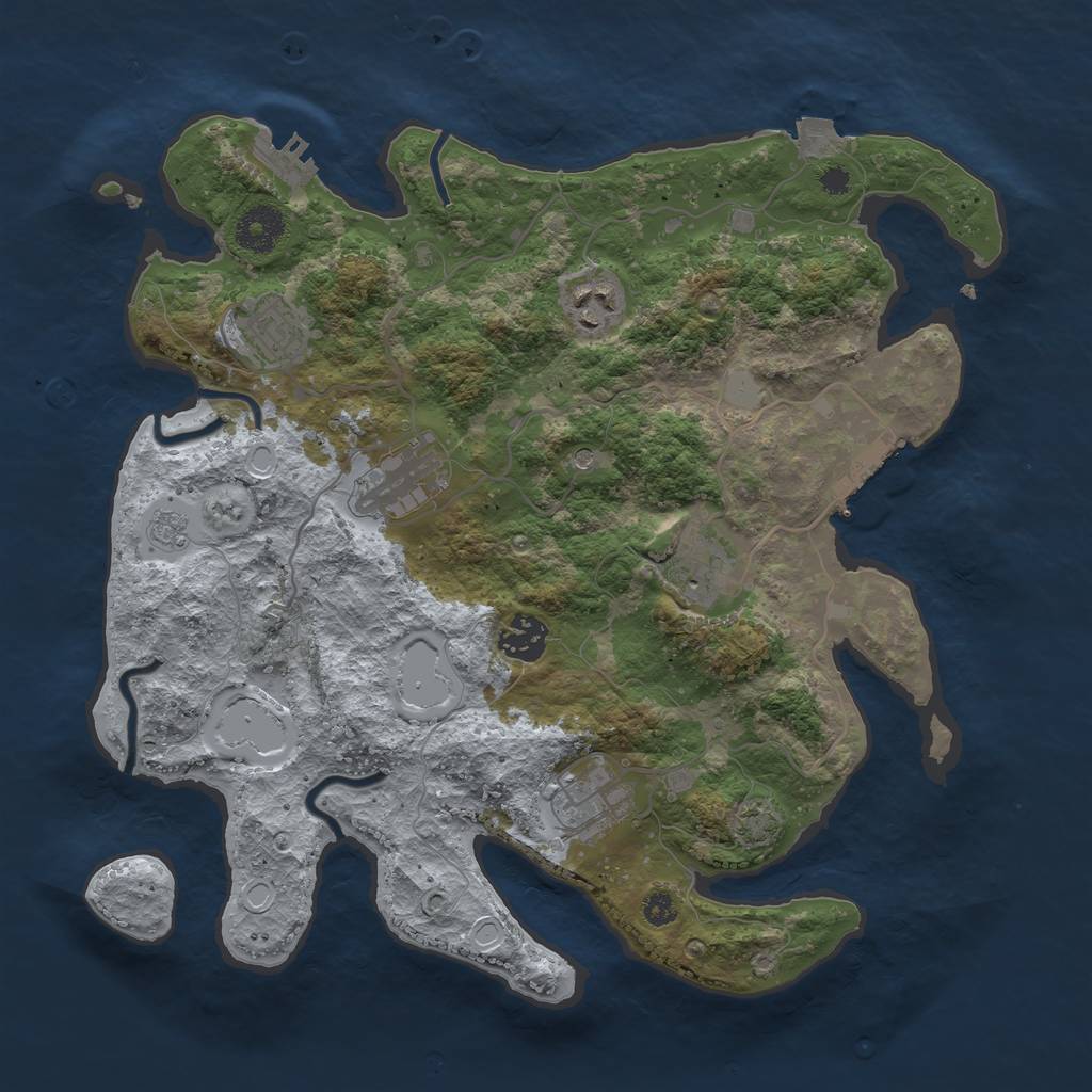 Rust Map: Procedural Map, Size: 3400, Seed: 50227646, 14 Monuments