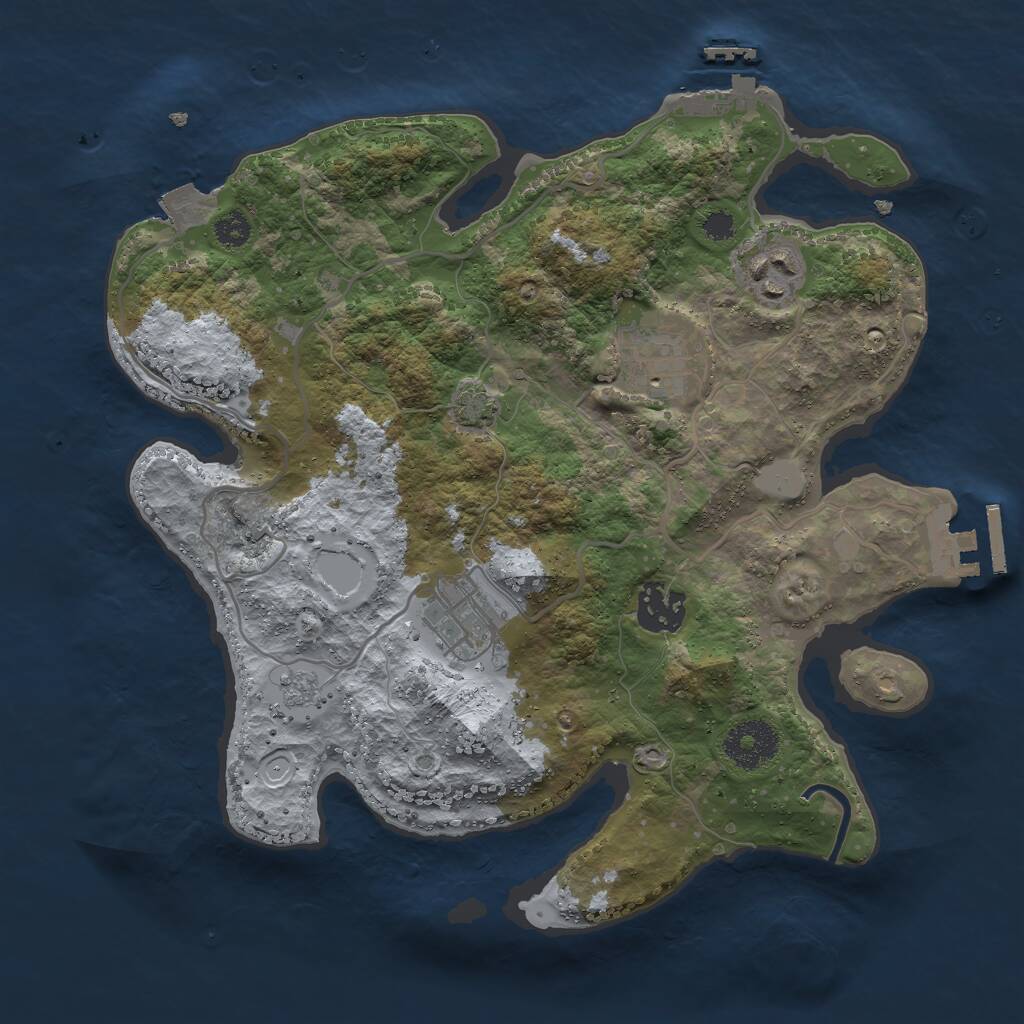 Rust Map: Procedural Map, Size: 3000, Seed: 1844910104, 9 Monuments