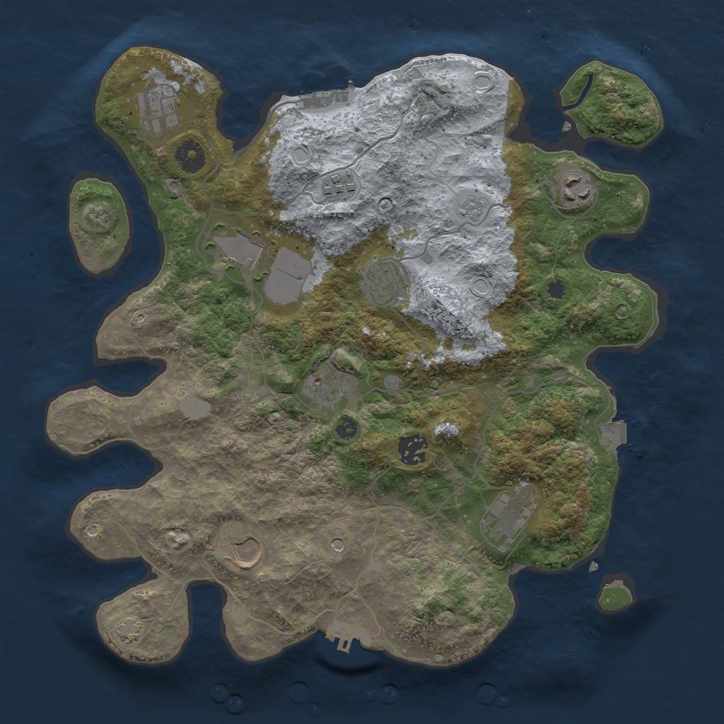 Rust Map: Procedural Map, Size: 3500, Seed: 92613313, 17 Monuments