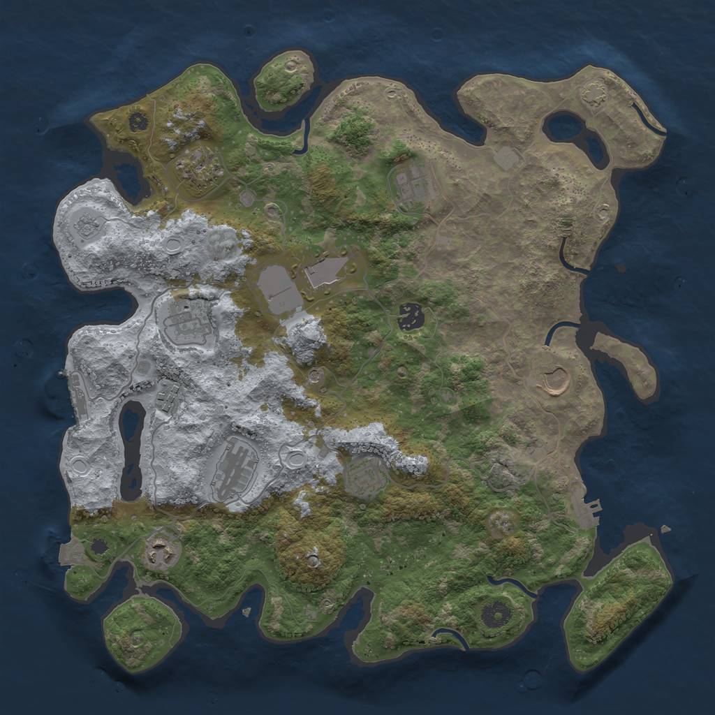 Rust Map: Procedural Map, Size: 3800, Seed: 74175587, 18 Monuments