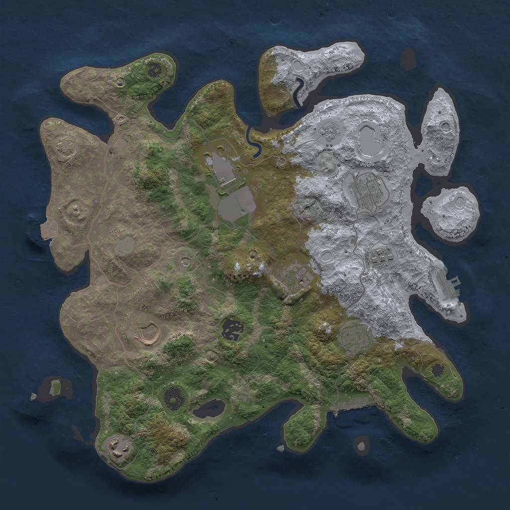 Rust Map: Procedural Map, Size: 3550, Seed: 74436498, 16 Monuments