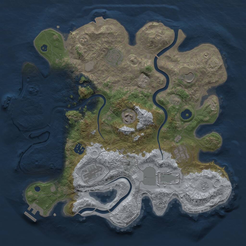 Rust Map: Procedural Map, Size: 3550, Seed: 3567345, 14 Monuments