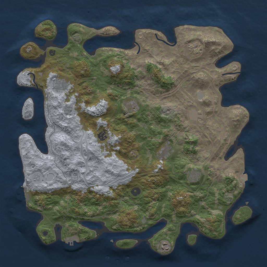 Rust Map: Procedural Map, Size: 4400, Seed: 93573773, 17 Monuments