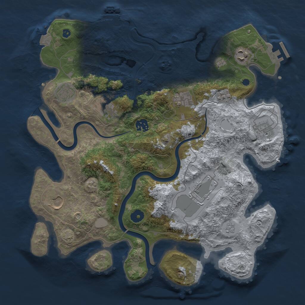 Rust Map: Procedural Map, Size: 3550, Seed: 30177403, 15 Monuments