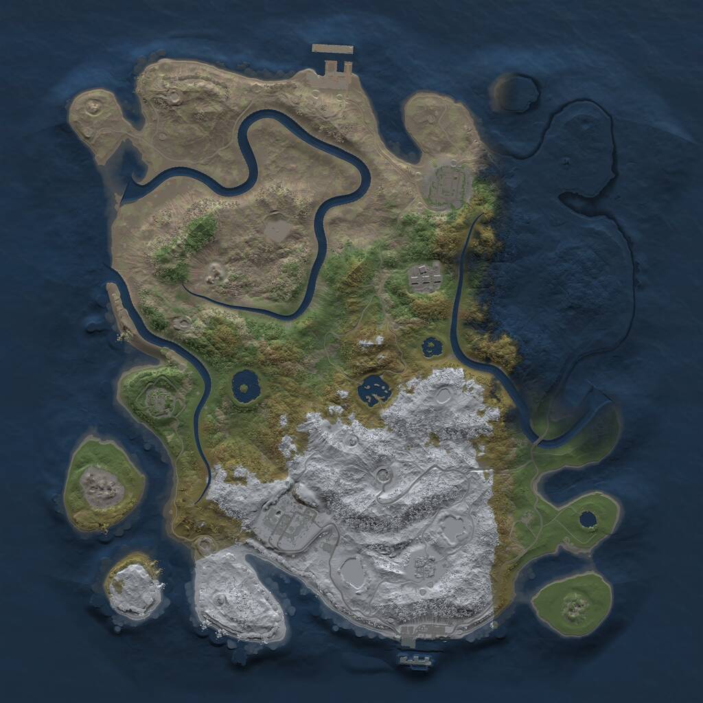 Rust Map: Procedural Map, Size: 3450, Seed: 42913664, 10 Monuments