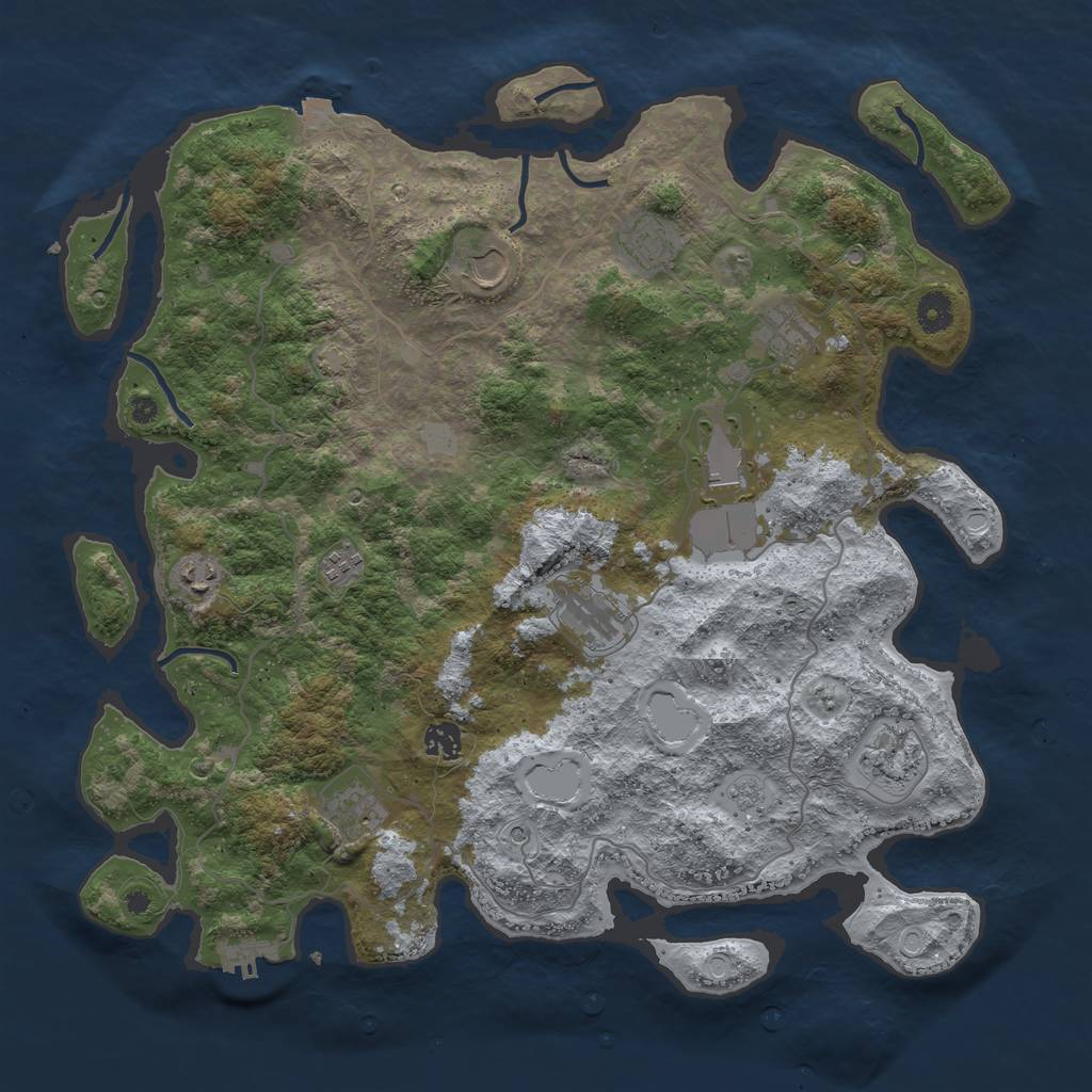 Rust Map: Procedural Map, Size: 4200, Seed: 1872760709, 17 Monuments