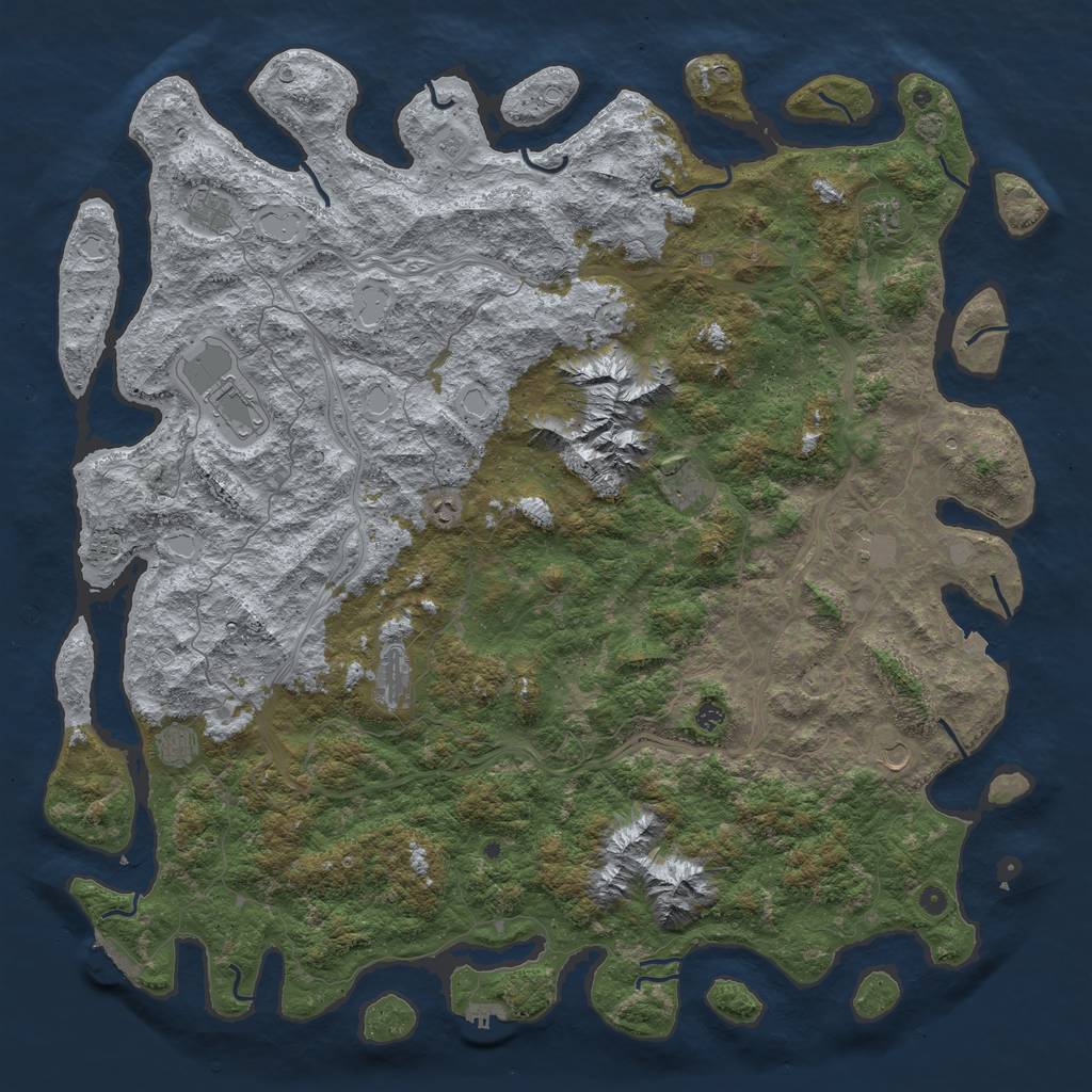 Rust Map: Procedural Map, Size: 6000, Seed: 1323714390, 19 Monuments