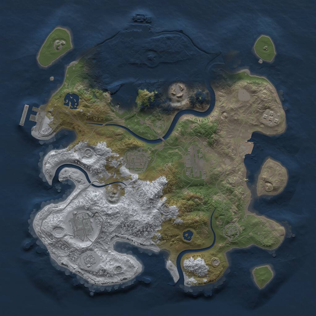 Rust Map: Procedural Map, Size: 3000, Seed: 28768, 13 Monuments
