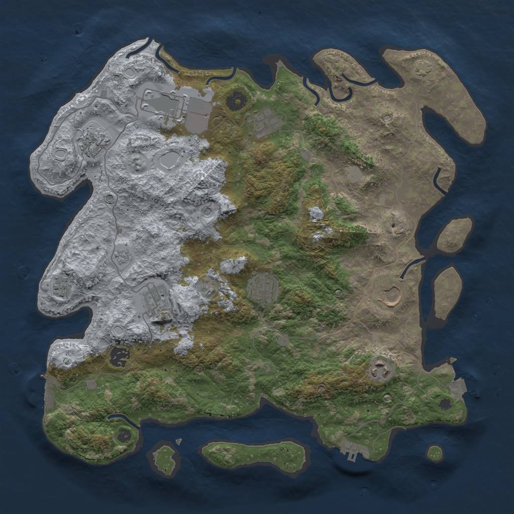 Rust Map: Procedural Map, Size: 3850, Seed: 32674275, 17 Monuments