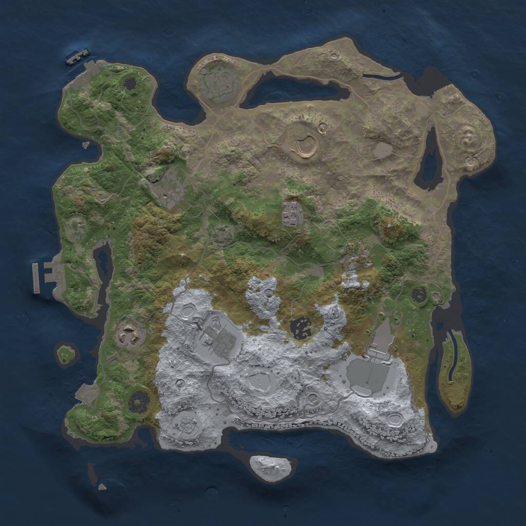 Rust Map: Procedural Map, Size: 3500, Seed: 25437022, 15 Monuments