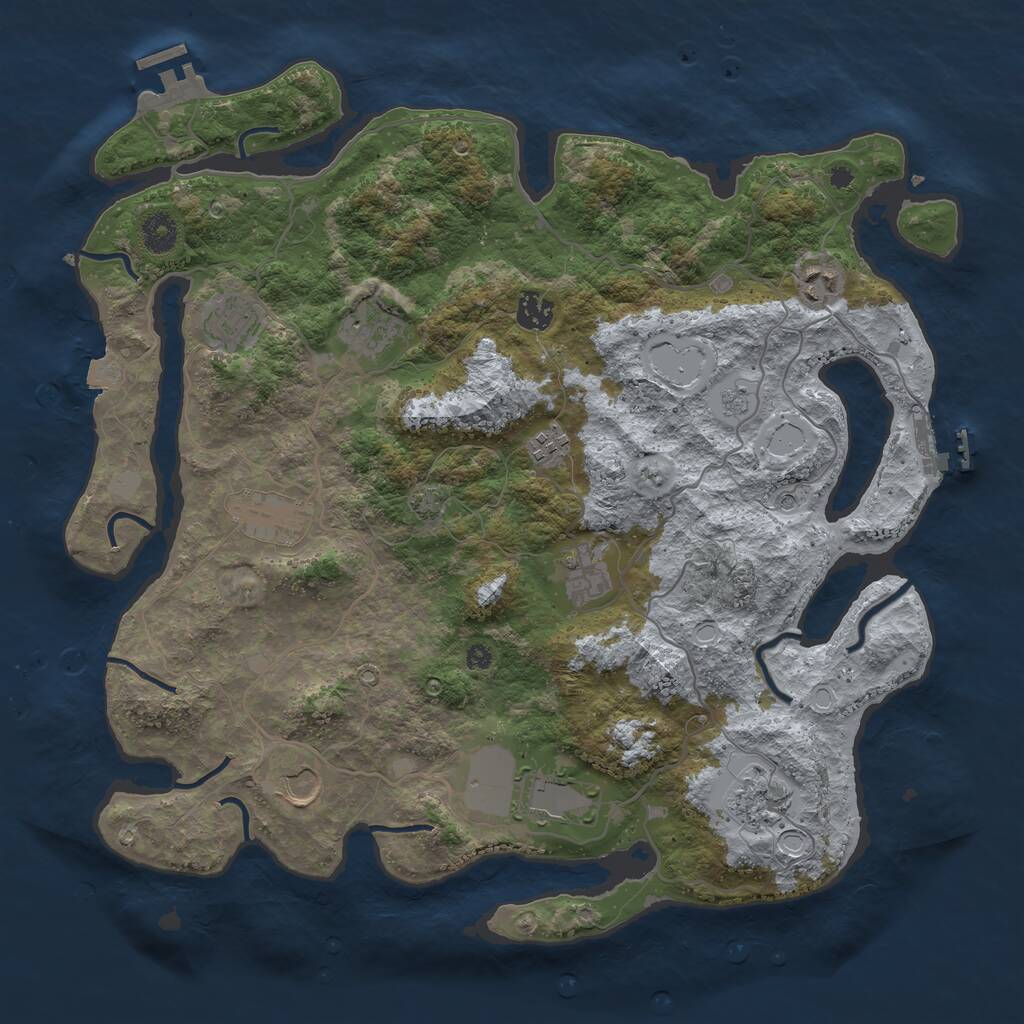 Rust Map: Procedural Map, Size: 4000, Seed: 20371, 16 Monuments