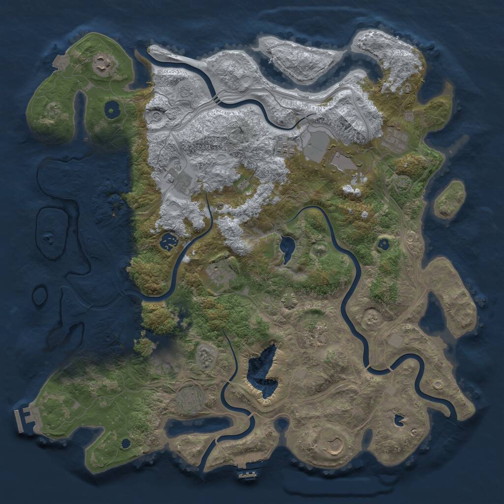 Rust Map: Procedural Map, Size: 4400, Seed: 41812994, 17 Monuments