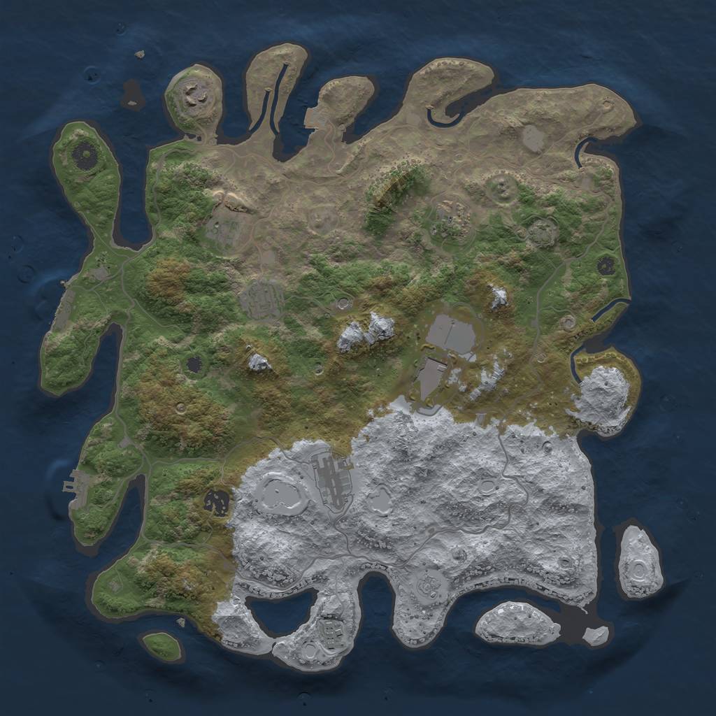 Rust Map: Procedural Map, Size: 4000, Seed: 4157736, 16 Monuments