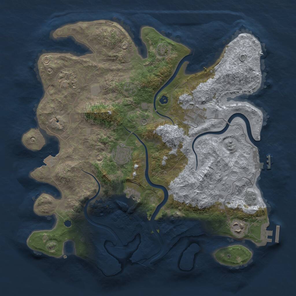 Rust Map: Procedural Map, Size: 3450, Seed: 40782795, 12 Monuments